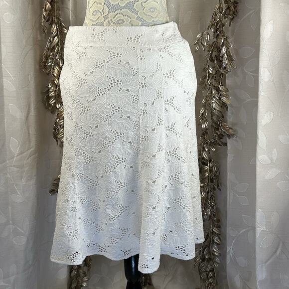 Coldwater Creek White Lace‎ Skirt L Cottagecore, Parisian, Coastal, 100% Cotton - Picture 4 of 12